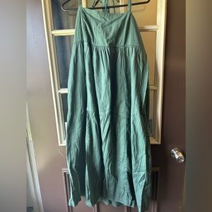 Green Old Navy Maxi Dress with Adjustable Tie Straps and Slit